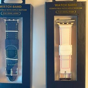 2 Watch Bands 38 mm/ 40 mm Black with Lime Green Trim and White with Pink Trim